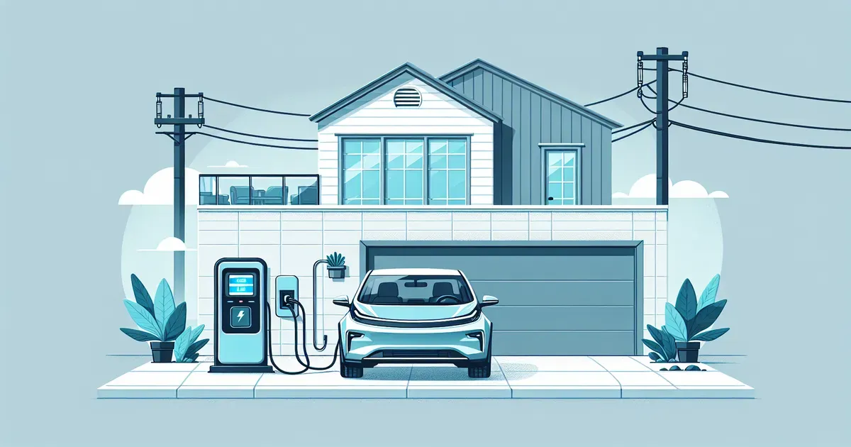 Garage residenziale con wallbox installata e auto elettrica in ricarica