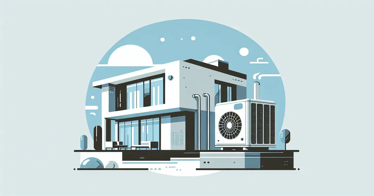 Unit&agrave; esterna di pompa di calore installata accanto a un'abitazione moderna