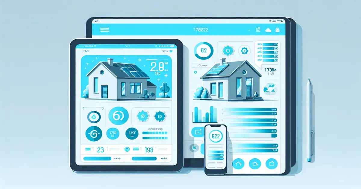 Dashboard di monitoraggio consumi energetici domestici su tablet e smartphone