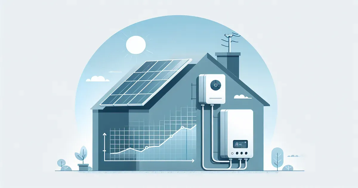 Sistema di accumulo domestico a parete collegato a inverter fotovoltaico con grafico di ammortamento sovrapposto